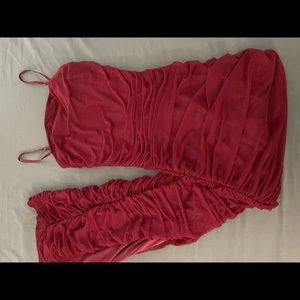 Wine Red Ruched Dress